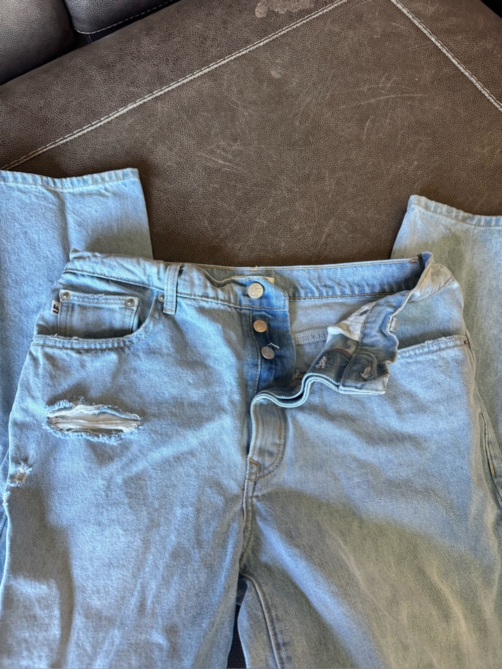 Lovers & Friends Dustin Boyfriend Jeans Blue Distressed women’s Jeans button fly